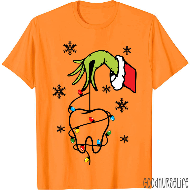 Santa Hand Holding A Tooth Take Care Of Your Teeth T-Shirt