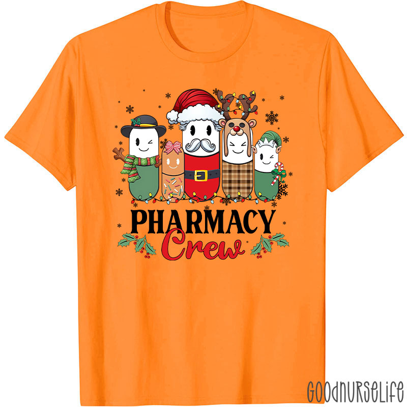 Christmas Pharmacy Crew Festive Pill Character T-Shirt