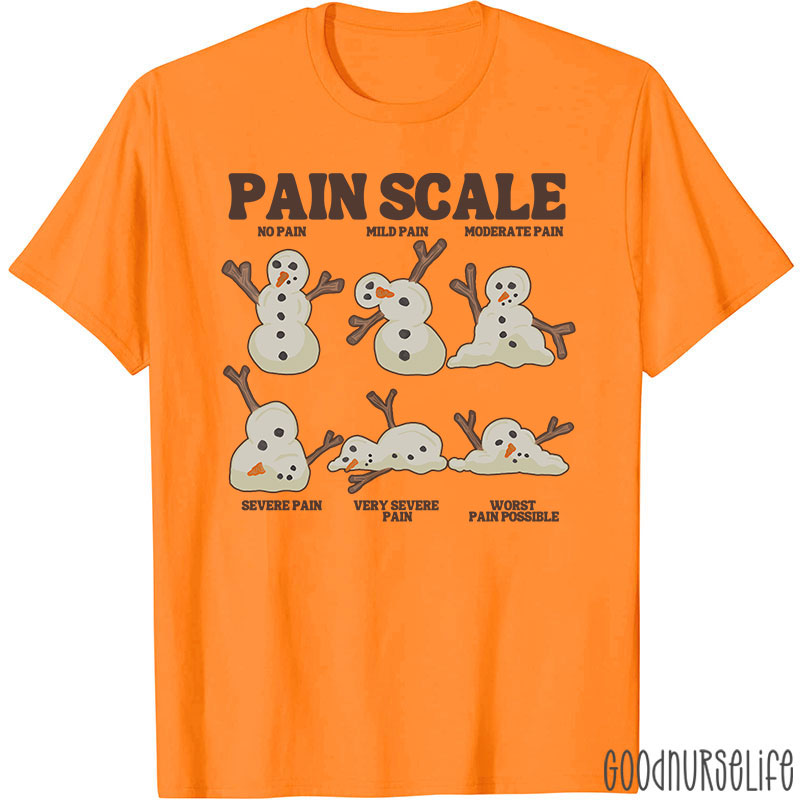 Snowman Pain Scale Festive Nurse T-Shirt