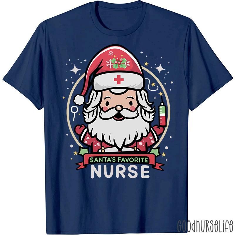 Santa's Favorite Nurse Christmas T-Shirt