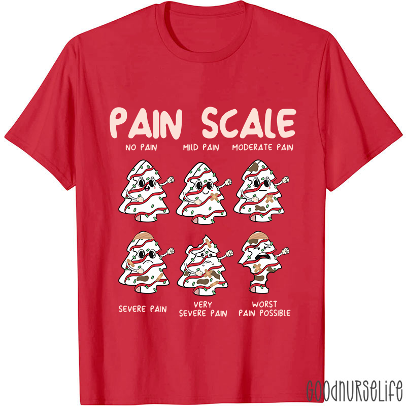 Funny Pain Scale Christmas Nurse T-shirt