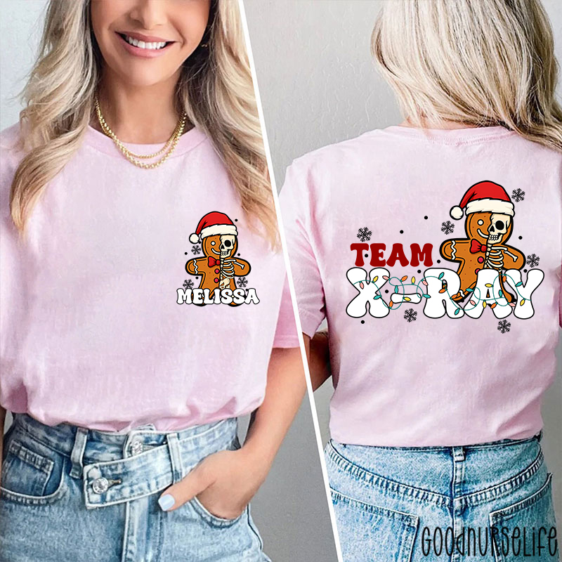 Personalized Skeleton Gingerbread Team X-Ray Two Sided T-Shirt
