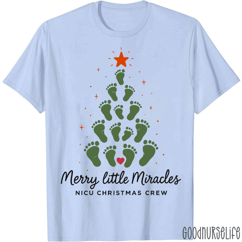 Merry Little Miracles Nicu Christmas Crew T-Shirt