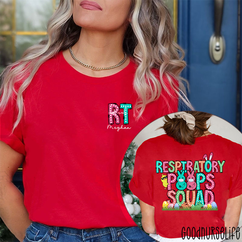 Personalized Easter Respiratory Therapist Two Sided T-Shirt