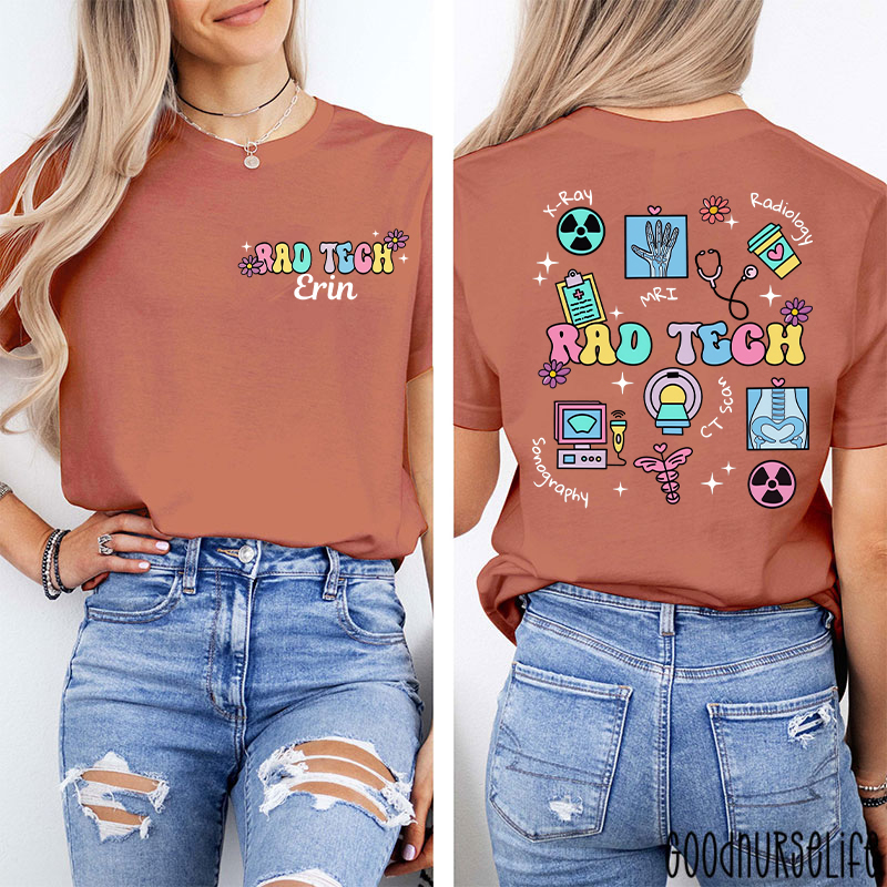 Personalized Radiology Tech Icon Radiology Two Sided T-Shirt