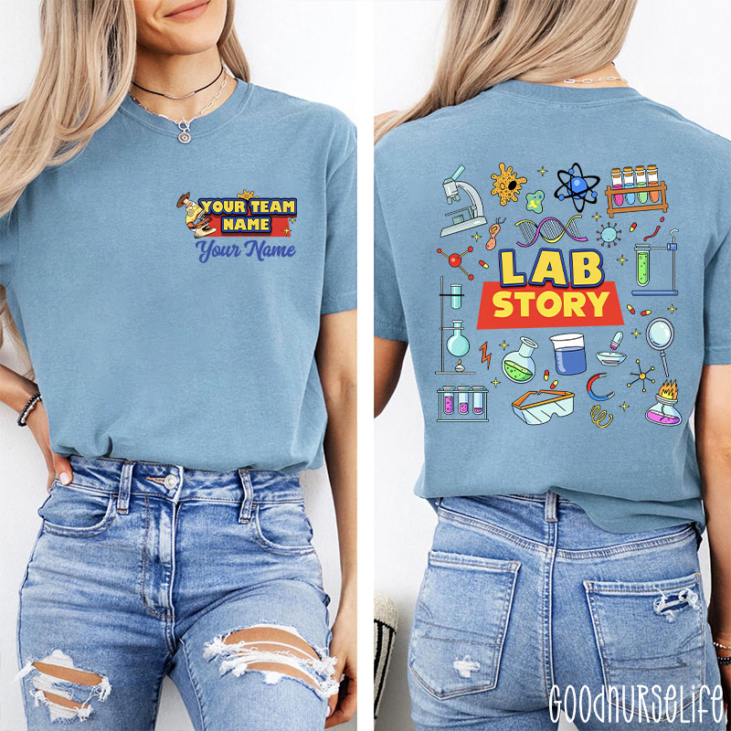 Personalized Name LAB Story Laboratory Stuffs Two Sided T-Shirt