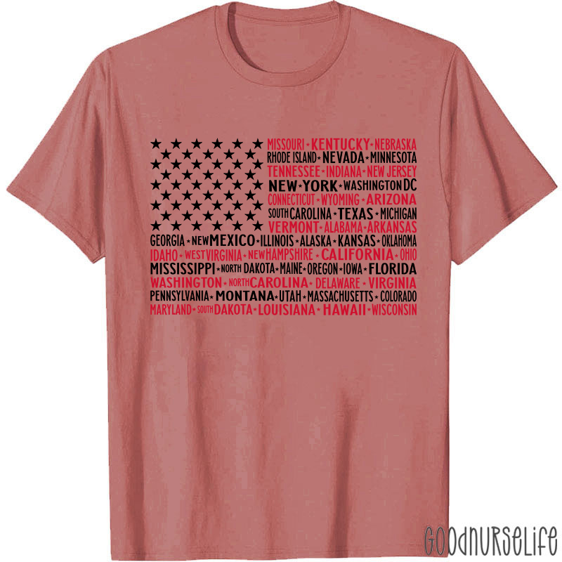 Vintage American Flag 4th Of July Nurse T-Shirt