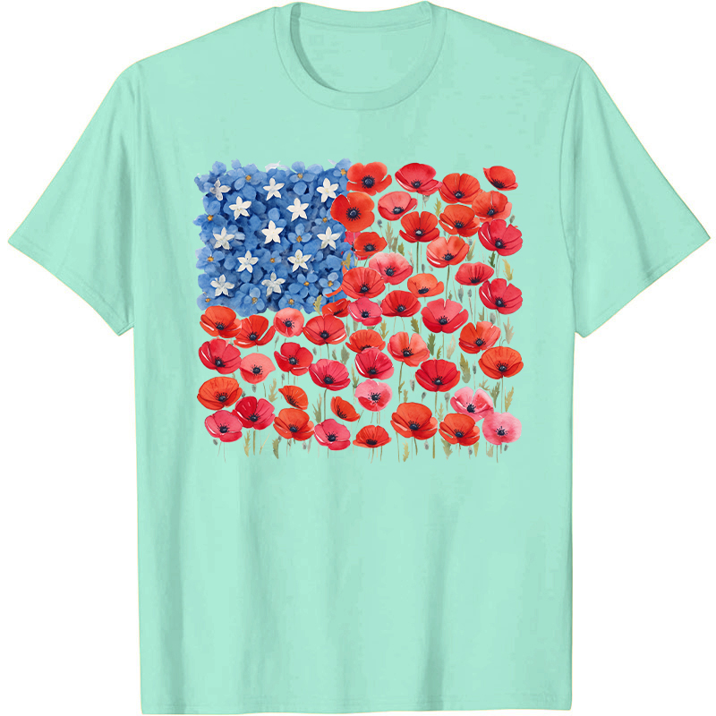 Floral USA Flag 250th Anniversary Nurse T-Shirt