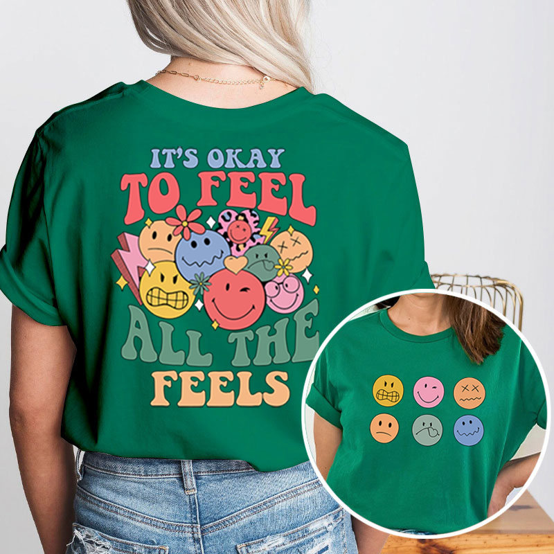 Pay Attention To Emotional And Mental Health Teacher Two Sided T-Shirt