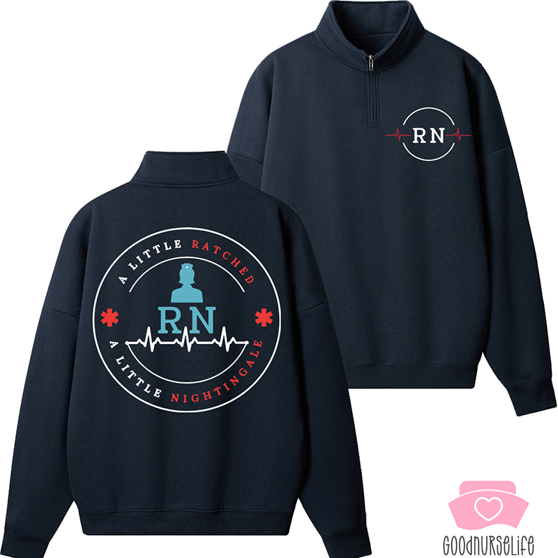 RN Ratched & Nightingale Nurse Quarter Zip Sweatshirt