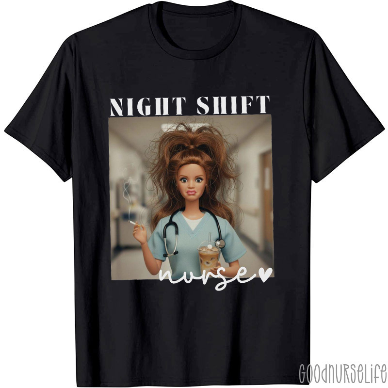 Night Shift Funny Doll Face Nurse T-Shirt
