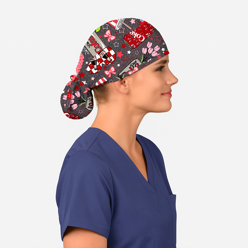 Soda Can Bow Star Glitter Nurse Scrub Cap