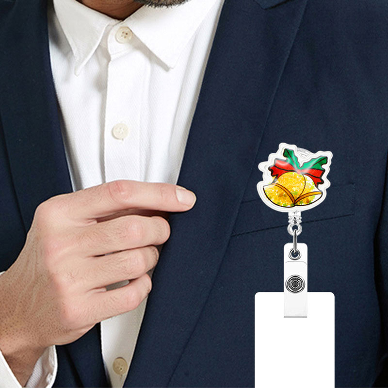 PVC Hollow Quicksand Cute Santa Claus Nurse Badge Reel