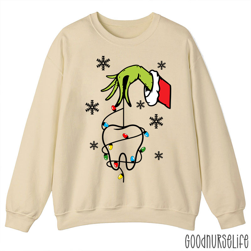 Santa Hand Holding A Tooth Take Care Of Your Teeth Sweatshirt