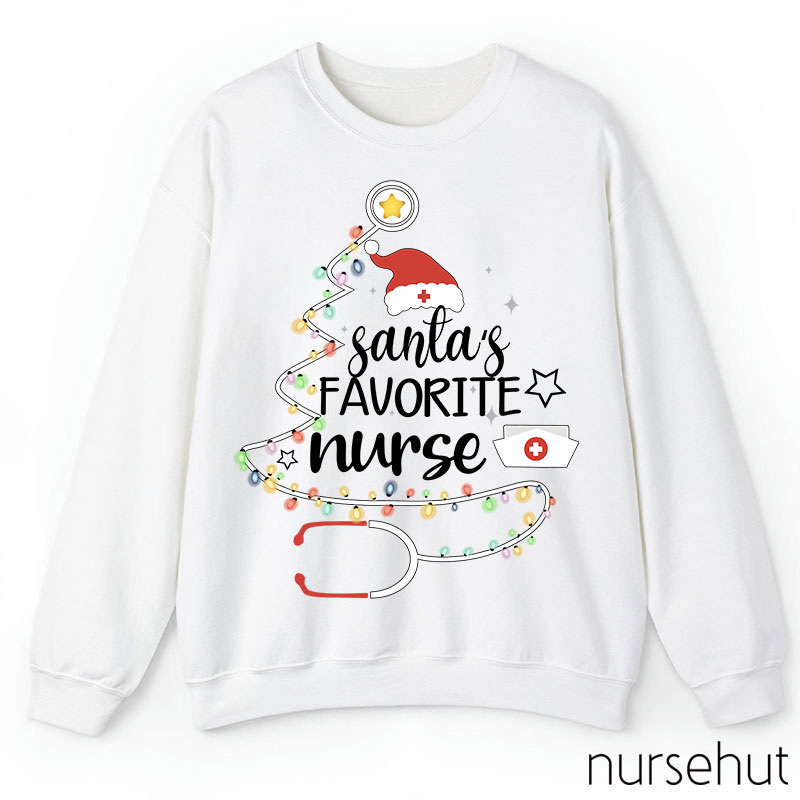 Santa's Favorite Nurse Colored Lights Nurse Sweatshirt