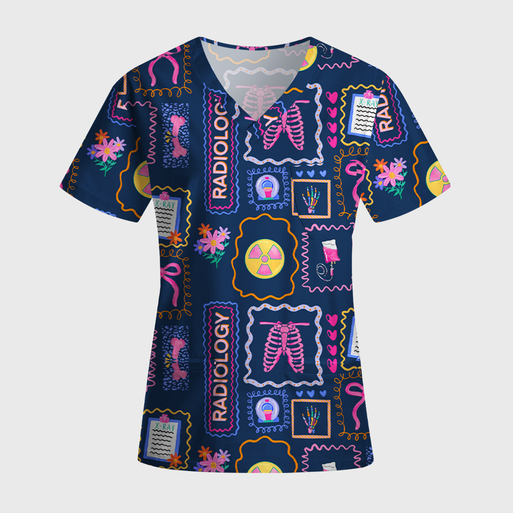 Preppy Style Radiology Antimicrobial Scrubs Sets