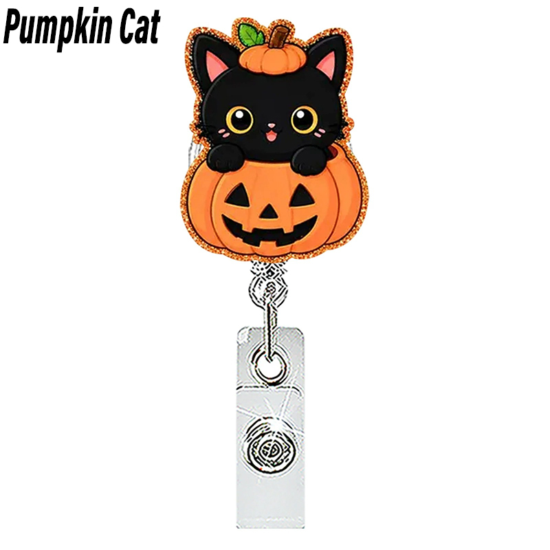 Halloween Cute Black Cat Nurse Badge Reel