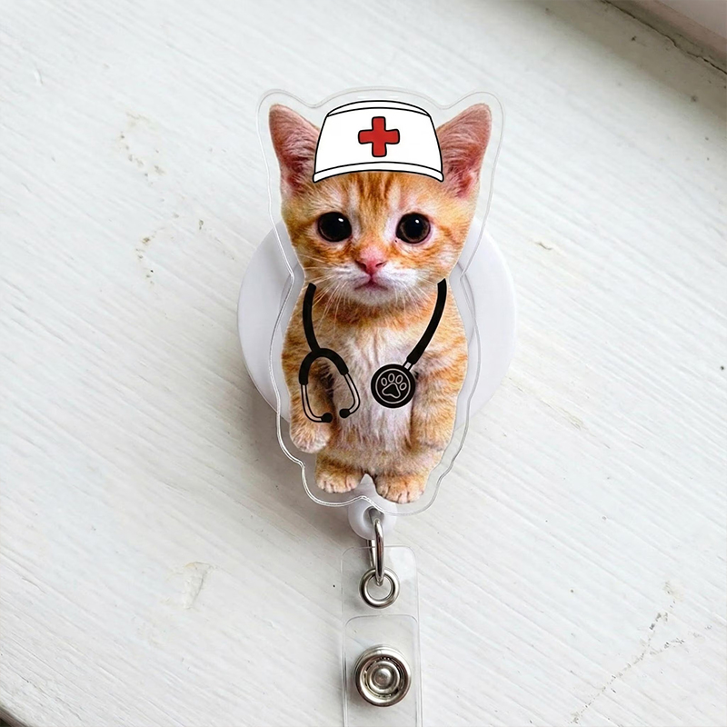 Funny Meme Cat Nurse Badge Reel