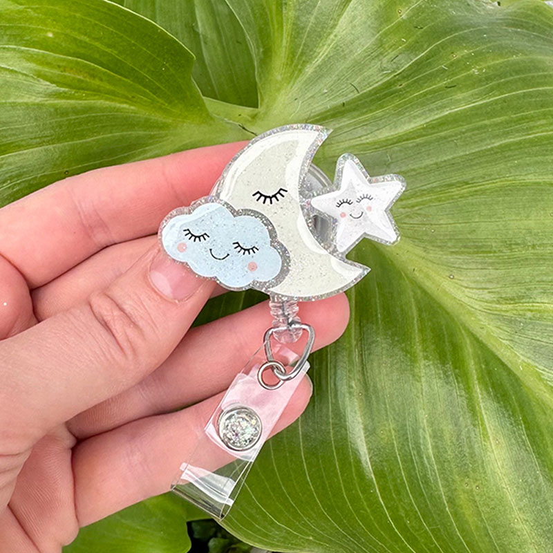 Glow in the Dark Cloud Moon Star Badge Reel