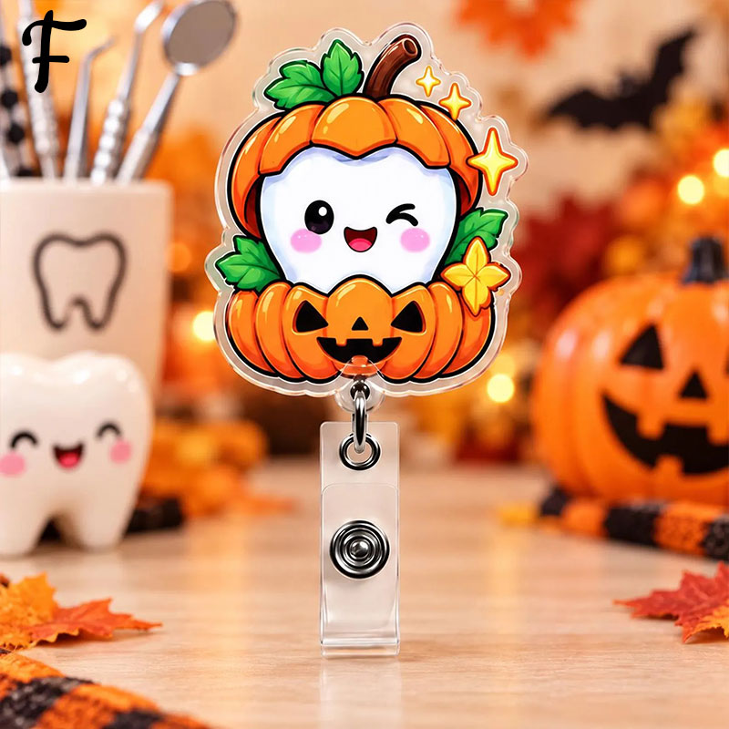 Halloween Vibe Teeth Badge Reel