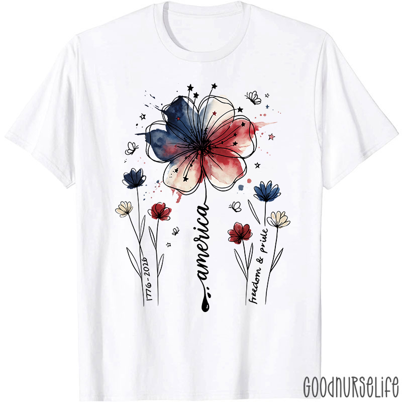1776-2026 America Freedom And Pride Nurse T-Shirt