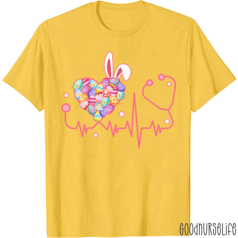 Easter Heart Bunny Stethoscope Nurse T-Shirt