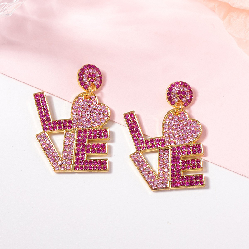 LOVE With Zircon Nurse Metal Earrings