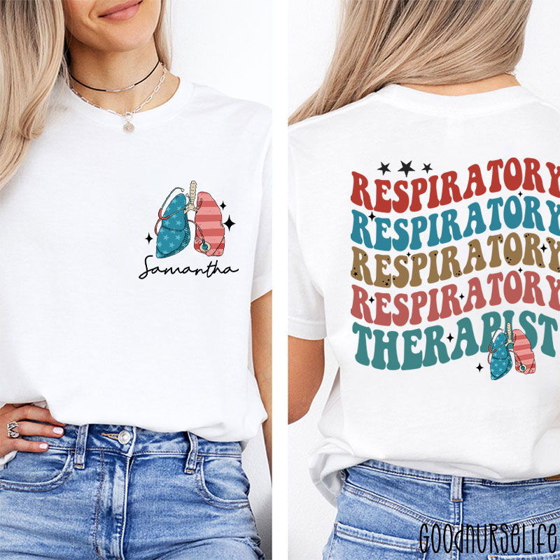 Personalized 4th July Respiratory Therapist Two Sided T-Shirt