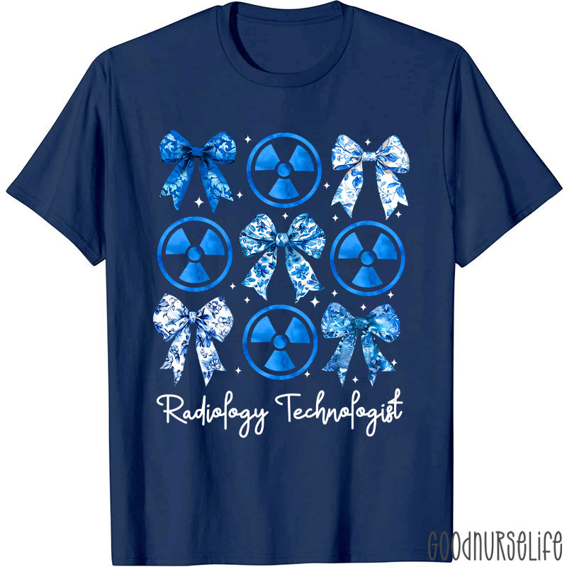 Blue Coquette Bow Radiology Technologist Nurse T-Shirt