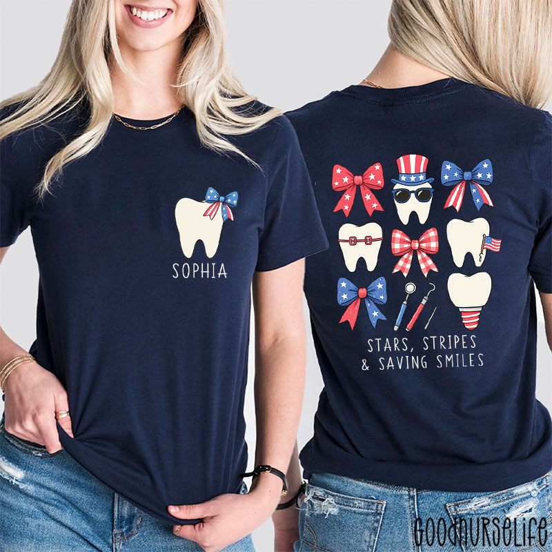 Personalized Stars Stripes & Saving Smiles Two Sided T-Shirt