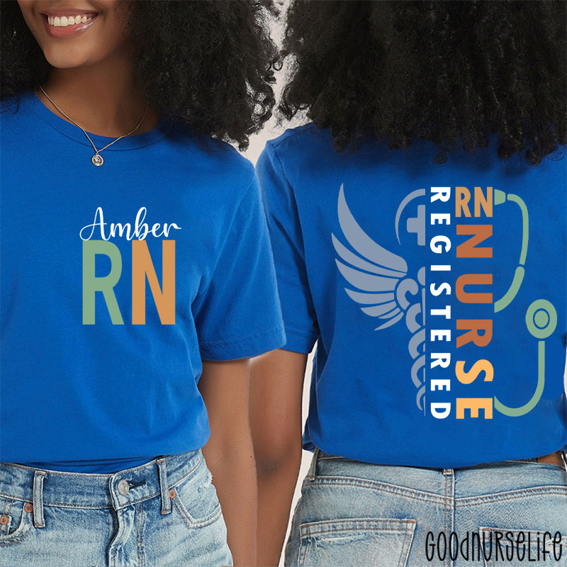 Personalized Healthcare Worker RN Nurse Two Sided T-Shirt