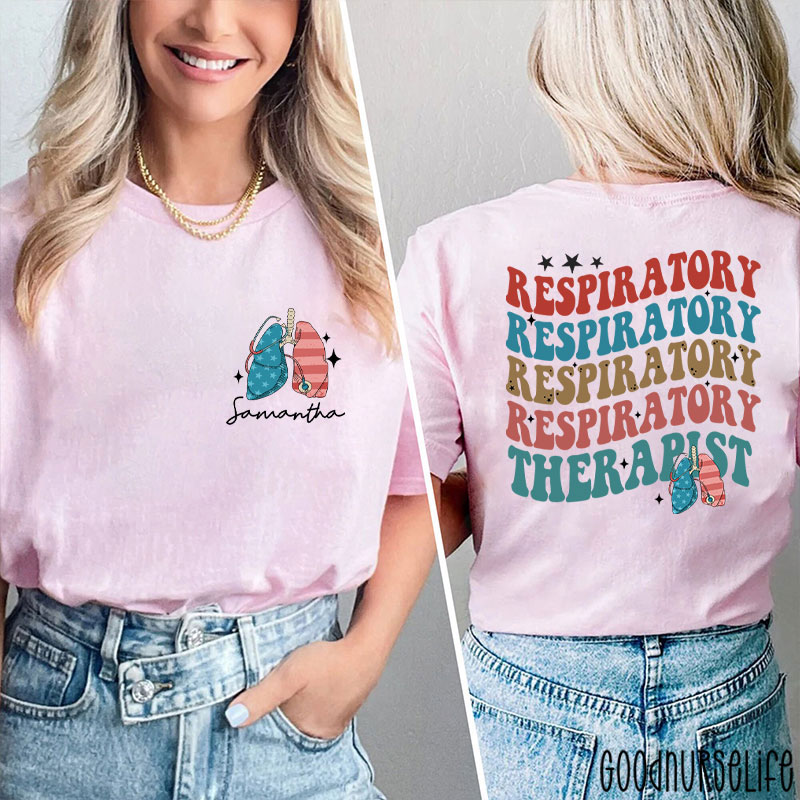 Personalized 4th July Respiratory Therapist Two Sided T-Shirt