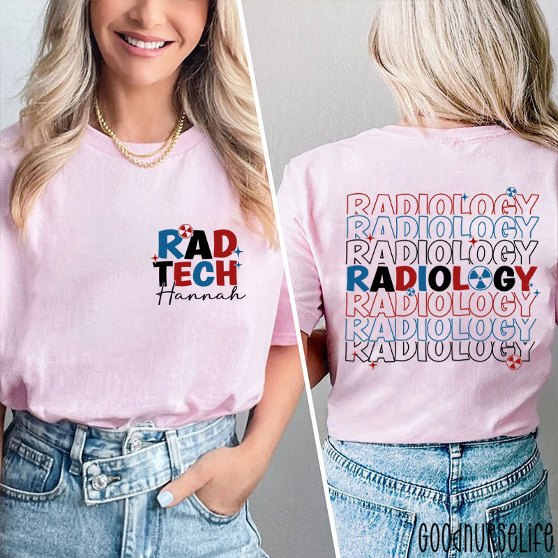 Personalized 4th July Rad Tech Radiology Technologist Two Sided T-Shirt