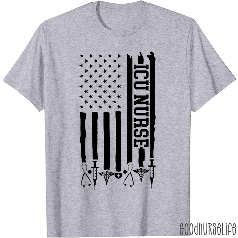 Personalized American Flag Department Nurse T-Shirt