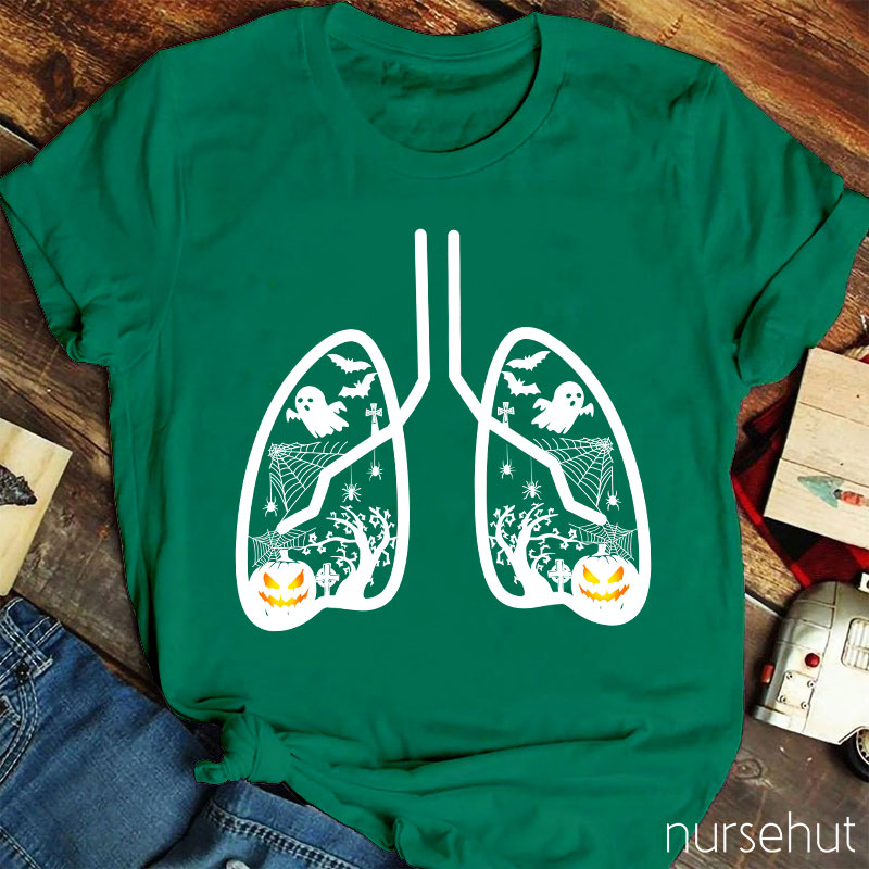 Halloween Pumpkin Lung Nurse T-Shirt