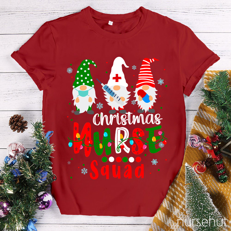 Christmas Gnome Nurse Squad Nurse T-Shirt