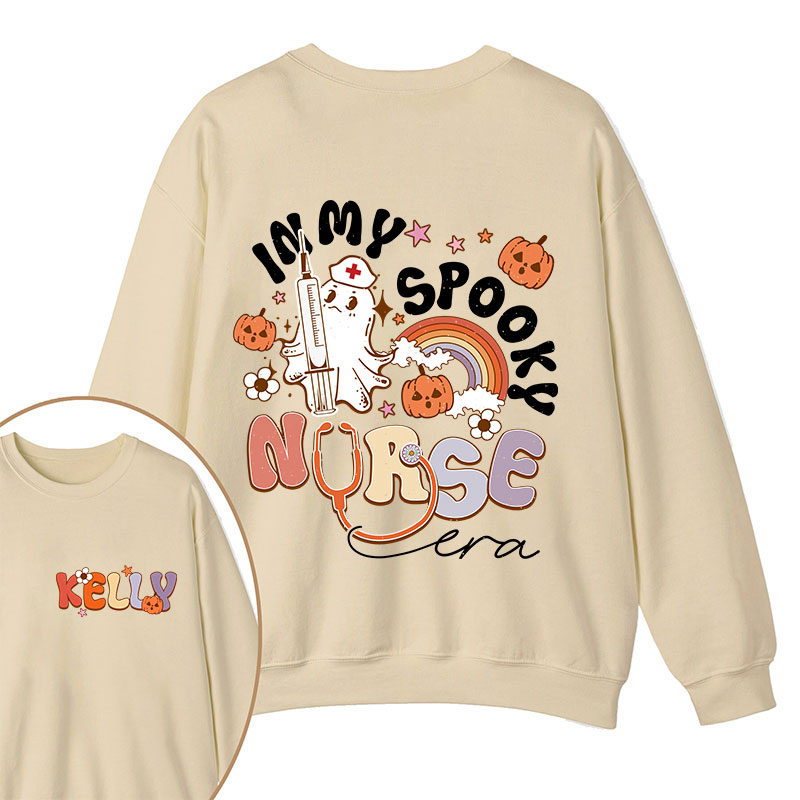 Personalized Name In My Spooky Nurse Era Nurse Two Sided Sweatshirt