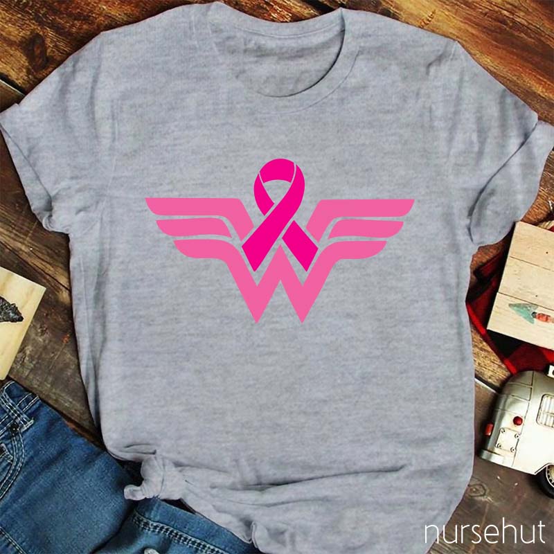Wonder Woman Breast Cancer Awareness Nurse T-Shirt