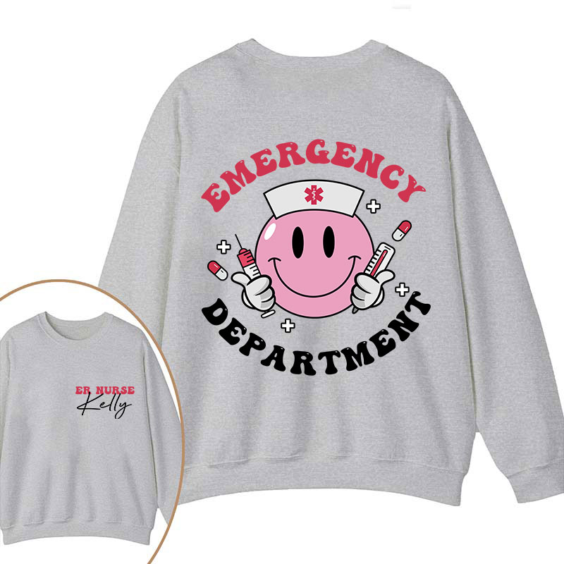 Personalized Emergency Department Nurse Two Sided Sweatshirt