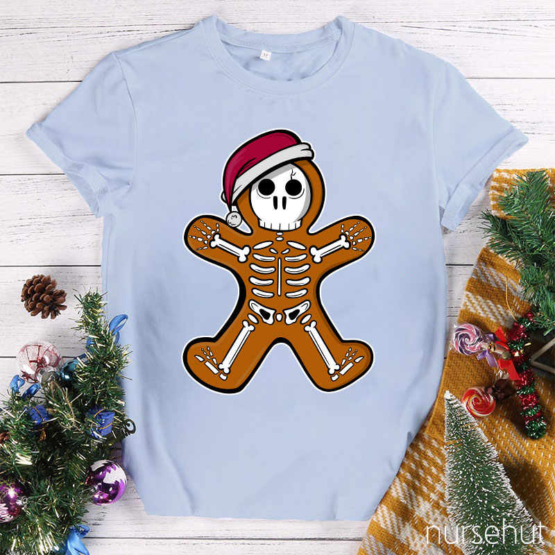 A Skeleton In A Santa Hat Nurse T-Shirt