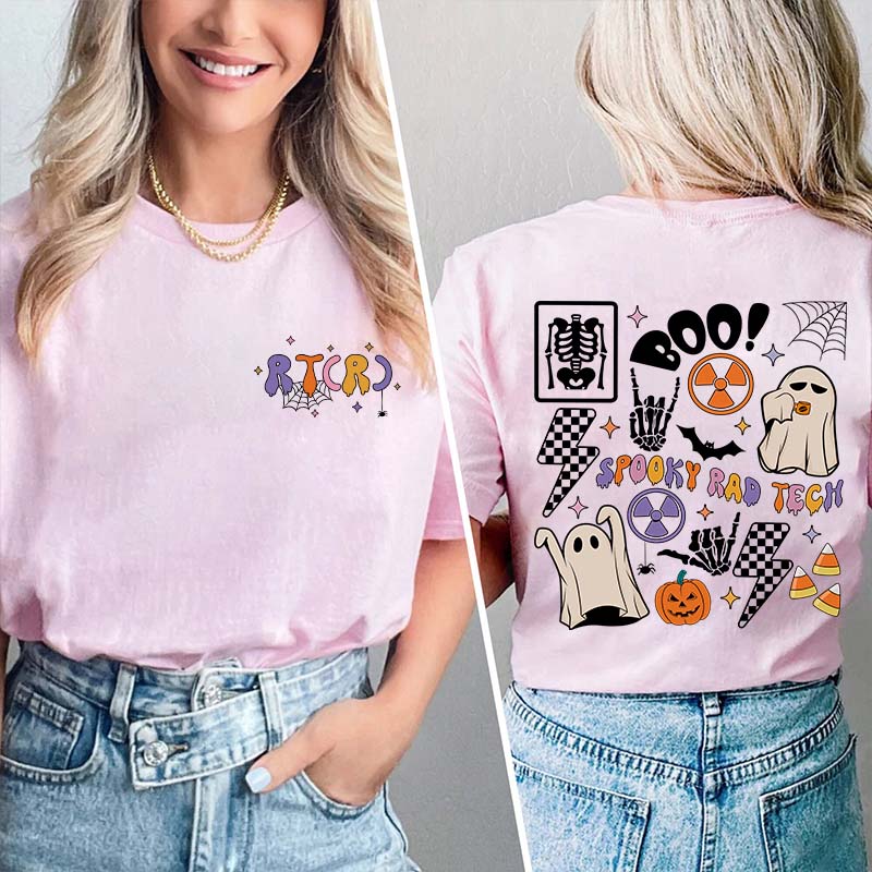 Boo Spooky Rad Tech Nurse Two Sided T-Shirt