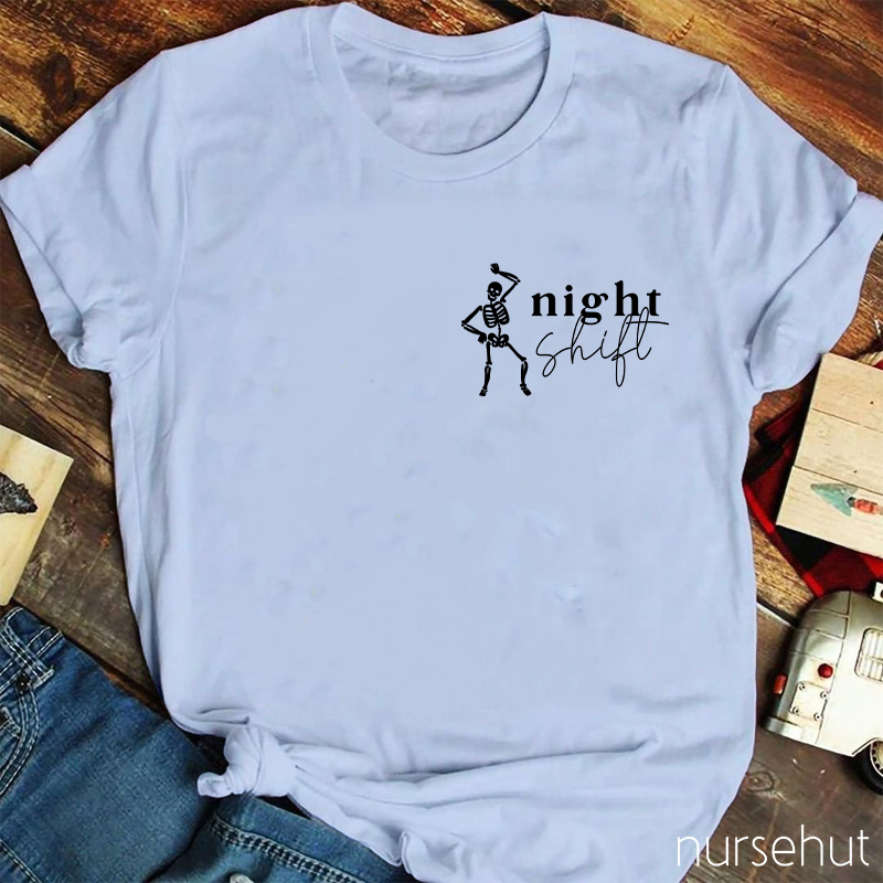 Dancing Night Shift Skeleton Nurse T-Shirt