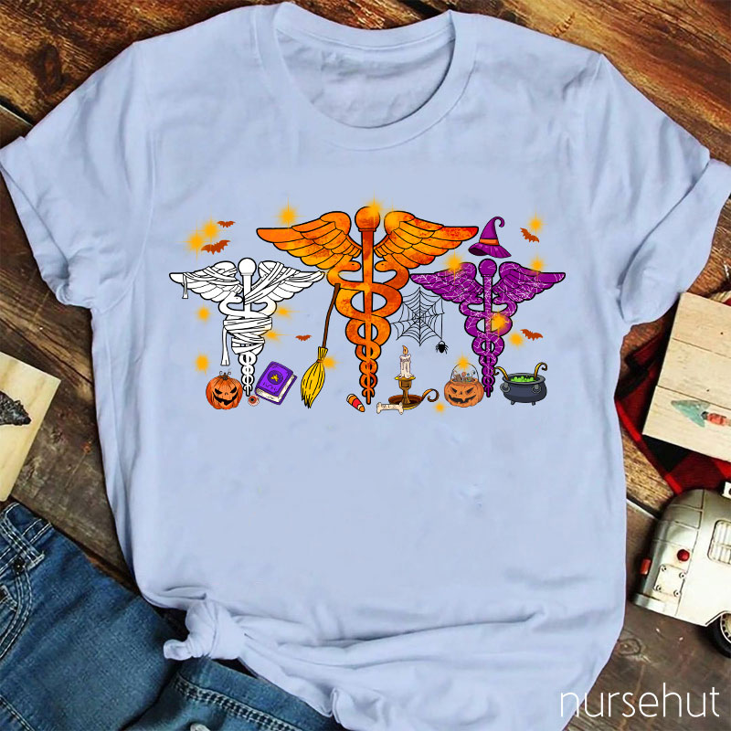 Halloween Rod Of Asclepius Nurse T-Shirt