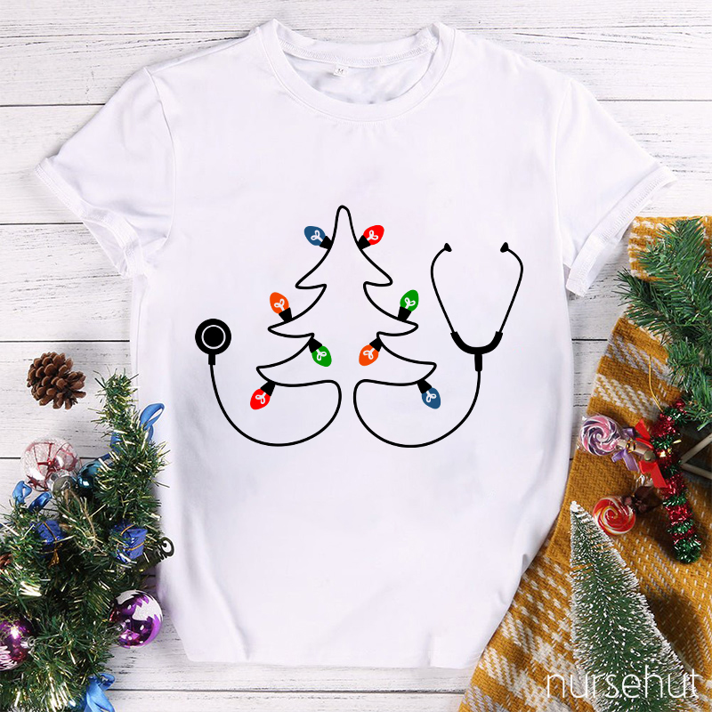 Stethoscope Christmas Tree Nurse T-Shirt