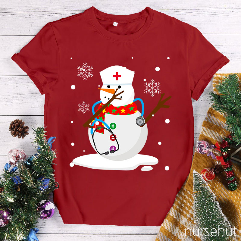 Christmas Snowman Nurse T-Shirt