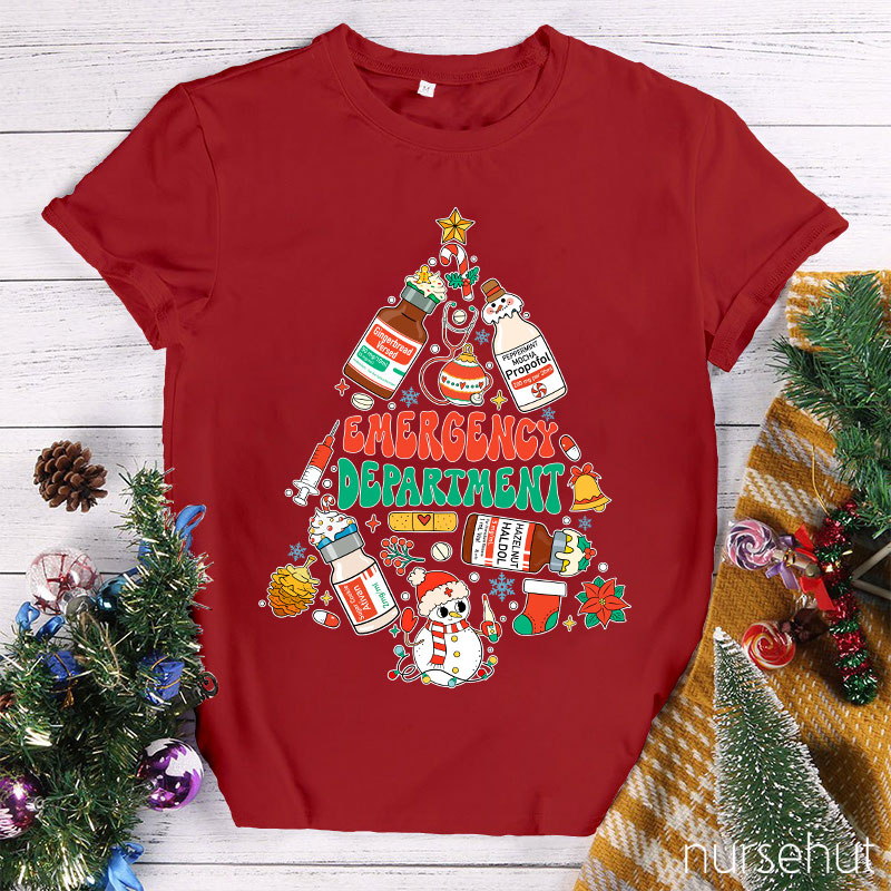 Emergency Department Christmas Tree Nurse T-Shirt