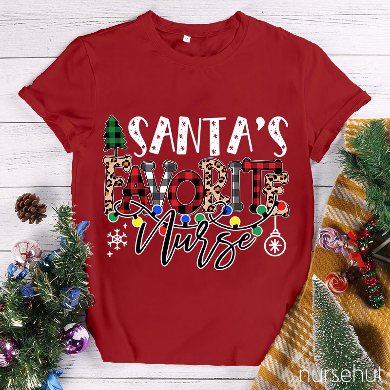 HO HO HO Santa's Favorite Nurse T-Shirt