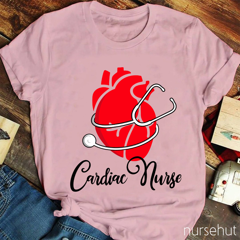 Stethoscope Saround A Red Heart Cardiac Nurse T-Shirt