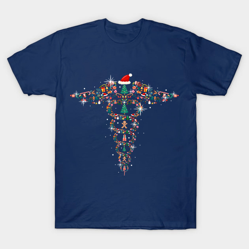 Christmas Rod of Asclepius Nurse T-Shirt