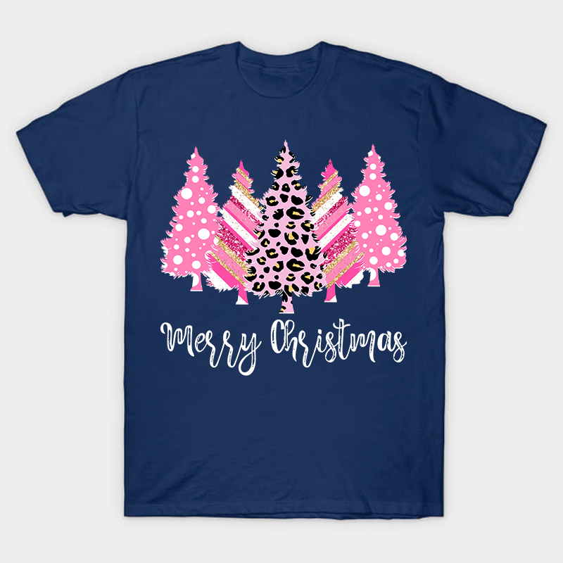 Merry Christmas Pink Christmas Trees Nurse T-Shirt